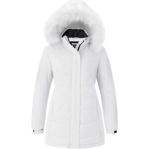Women's Waterproof Ski Snow Jacket Coat White Windproof Padded Winter Warm